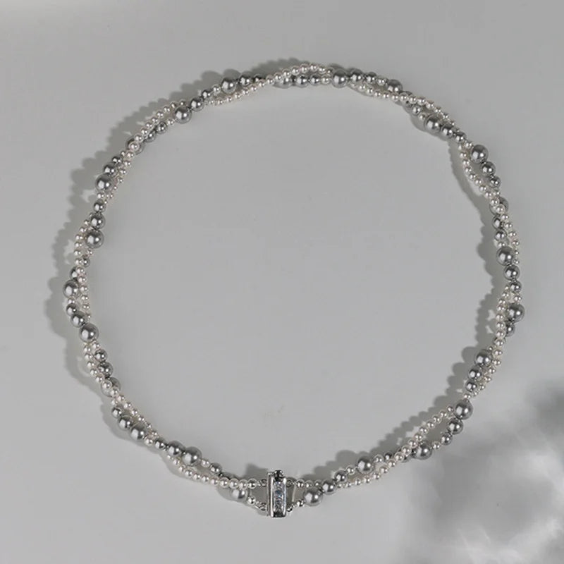 Imitation Pearl Wrapped Necklace