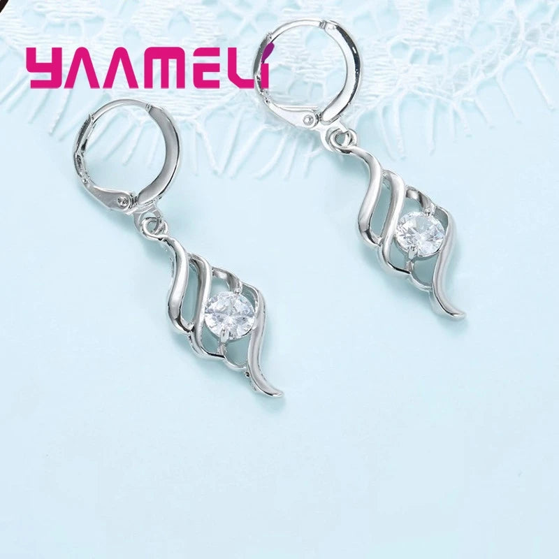 Sterling Silver Pendant Necklace and Hoop Earring