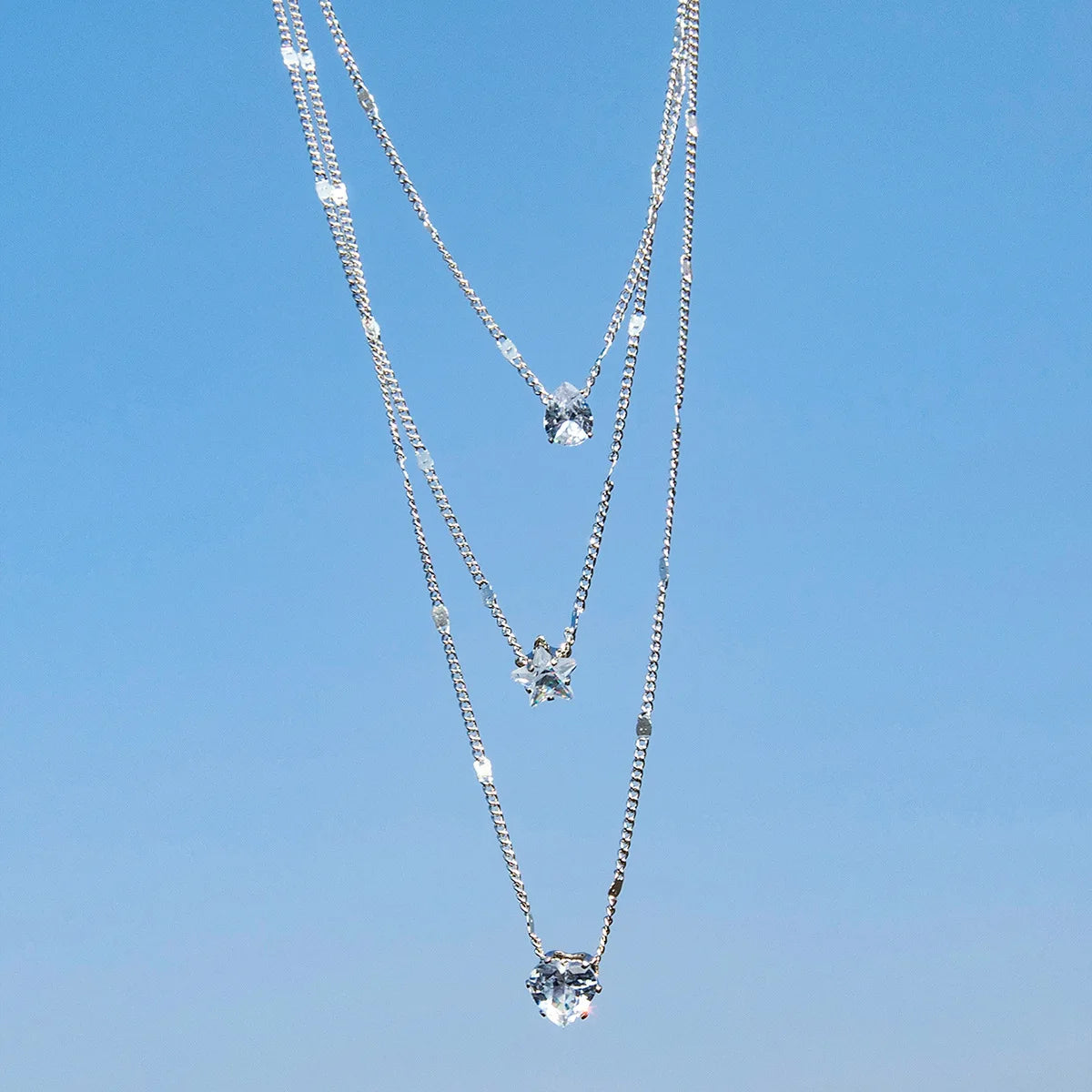 Zircon Pendant Necklace and Multilayer Chain