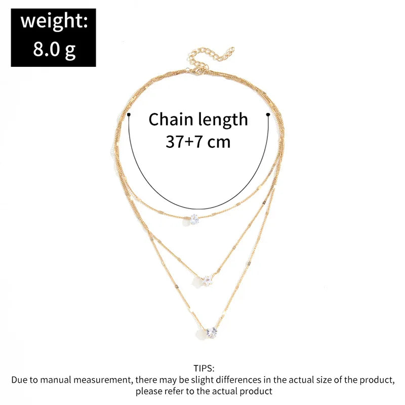 Zircon Pendant Necklace and Multilayer Chain