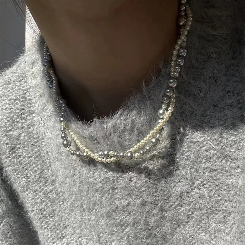 Imitation Pearl Wrapped Necklace