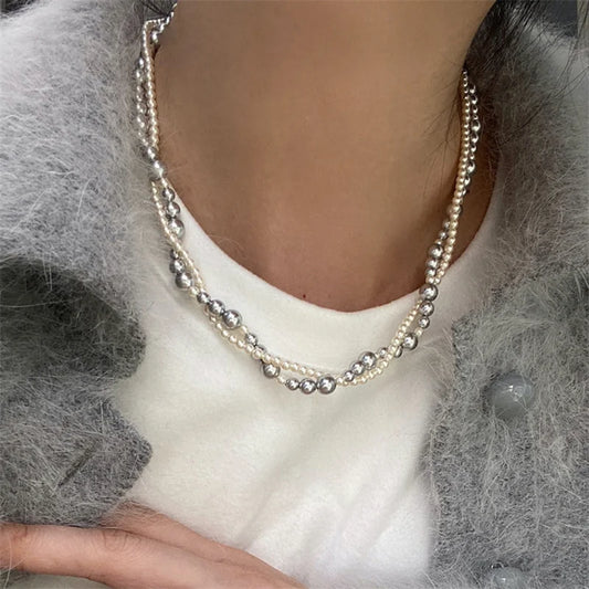 Imitation Pearl Wrapped Necklace