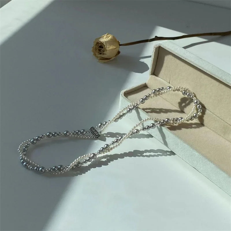 Imitation Pearl Wrapped Necklace