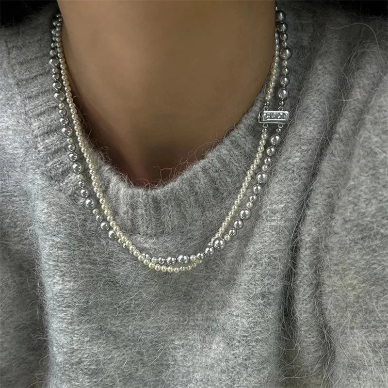 Imitation Pearl Wrapped Necklace
