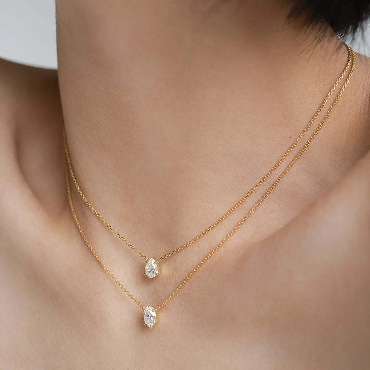 Zircon Pendant Necklace and Multilayer Chain