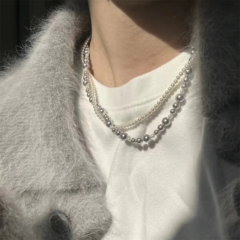Imitation Pearl Wrapped Necklace